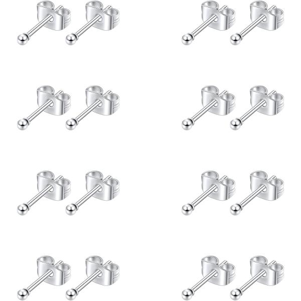 【並行輸入品】8   16ペアスタッドイヤリングステンレススチールラウンドクリアCZボールイヤリング...