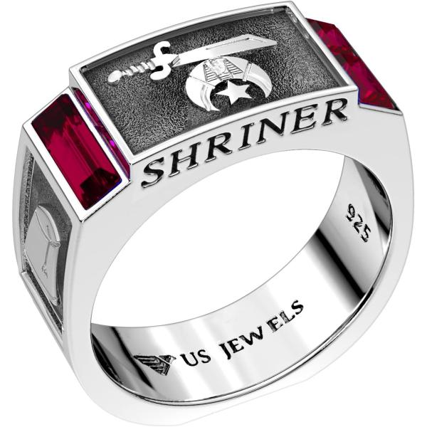 【並行輸入品】US Jewels メンズ 8mm 0.925スターリングシルバー Shriner 模...