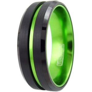 【並行輸入品】サブライム8 mmブラックタングステンリングW /ライムグリーンストライプ&amp; Matc...