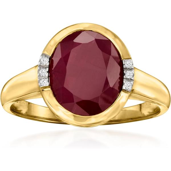 【並行輸入品】ross-simons 5.00カラットルビーリングwithダイヤモンドアクセント14...