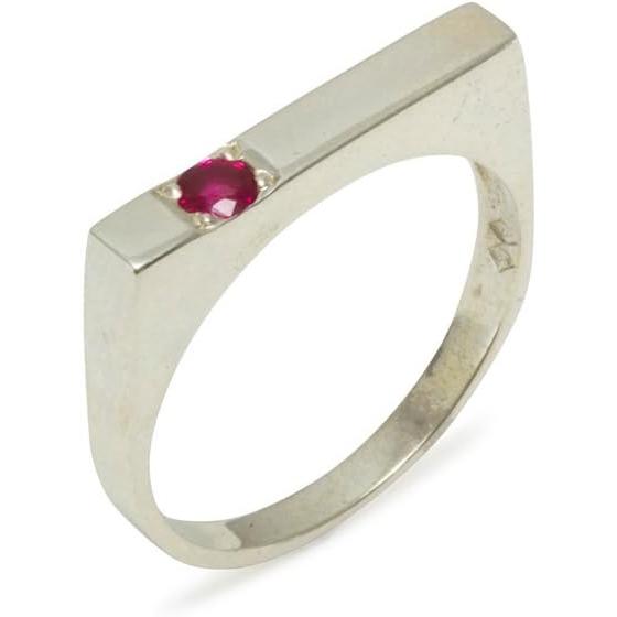 【並行輸入品】925スターリングシルバー天然ルビーメンズソリティアリング   Sizes 4 to ...
