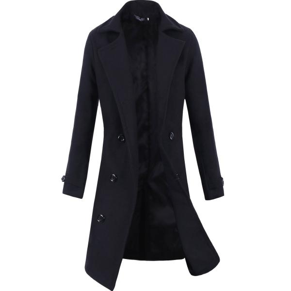 【並行輸入品】Lende Men Trench Coat Winter Long Jacket Do...