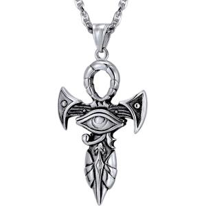 【並行輸入品】PROSTEEL ホルスの目 アンククロス ネックレス 古代エジプトのお護りのシンボル...