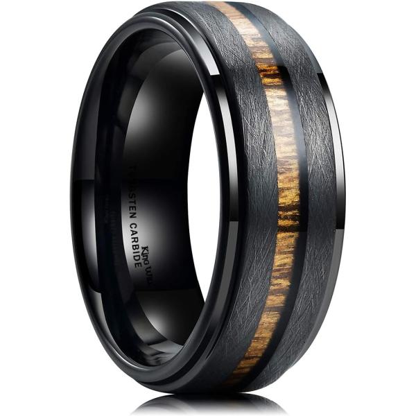 【並行輸入品】King Will ネイチャー 8mm ブラックタングステンカーバイド 結婚指輪 本物...