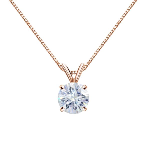 【並行輸入品】ダイヤモンドウィッシュ 14K ゴールド ラウンド モアッサナイト ソリティアペンダン...