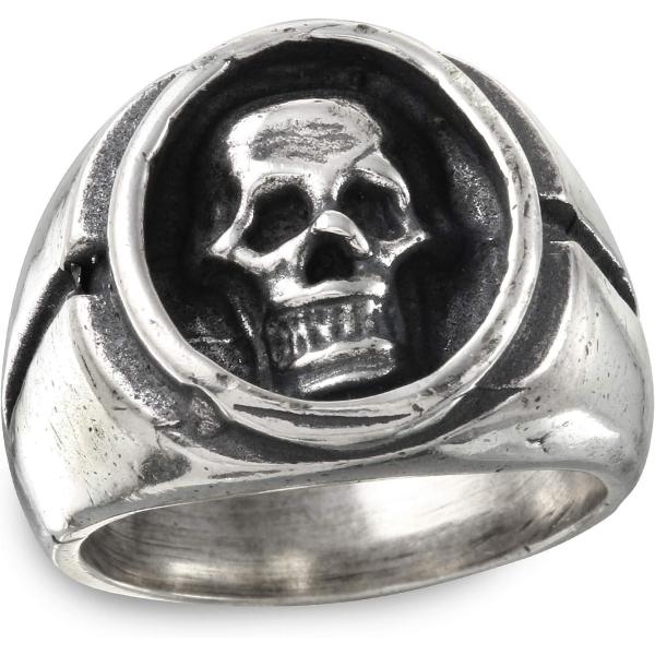 【並行輸入品】A&amp;G Rock Sterling Silver Skull Ring  Size 7...