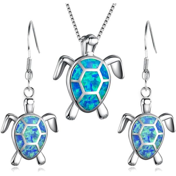 【並行輸入品】Hermosa Mom Gifts ウミガメ ブルーオパール レディース ペンダント ...