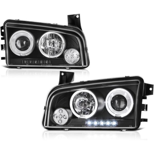 【並行輸入品】VIPMOTOZ LEDヘイローリングヘッドライト 2006〜2010年式ダッジチャー...