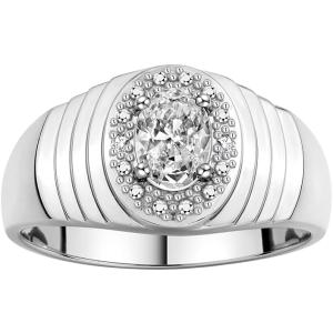 【並行輸入品】RYLOS メンズ クラシック ヘイローリング 楕円形の貴石と本物の輝くダイヤモンド ...