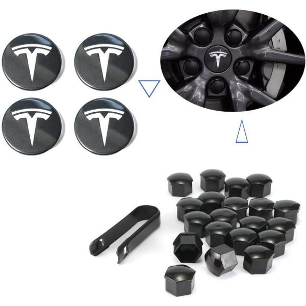 Teslamotors Tesla モデル3 エアロホイールキャップキット TSLA S&amp; X アク...