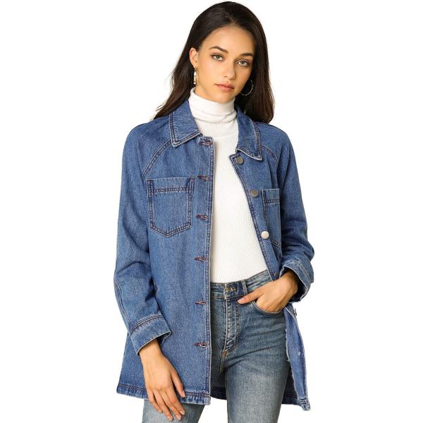 【並行輸入品】Allegra K Woman's Jean Button Up Long Sleev...