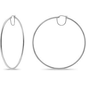 【並行輸入品】925 スターリングシルバー ラージフープ 2mm シャイニー スクエアチューブ クリ...