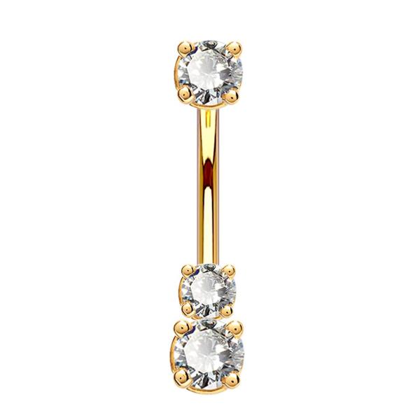 【並行輸入品】OUFER 14Kソリッドゴールド へそ へそ ボタンリング クリア 5A キュービッ...