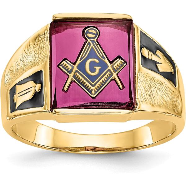 【並行輸入品】Jay Seiler 14k Men's Synthetic Ruby Masonic...