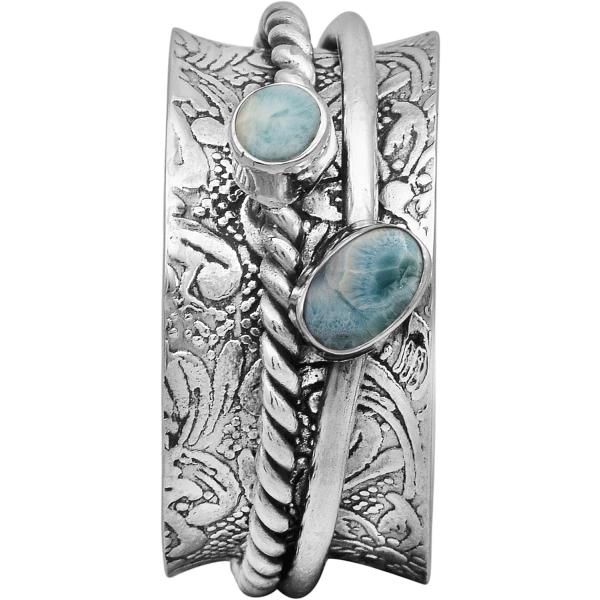 【並行輸入品】Spinner Ring|| Larimar Gemstone Spin Band T...