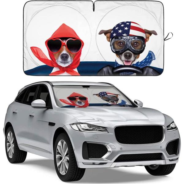 【並行輸入品】IC ICLOVER 車用フロントガラスサンシェード ペットデザイン かわいい漫画の犬...