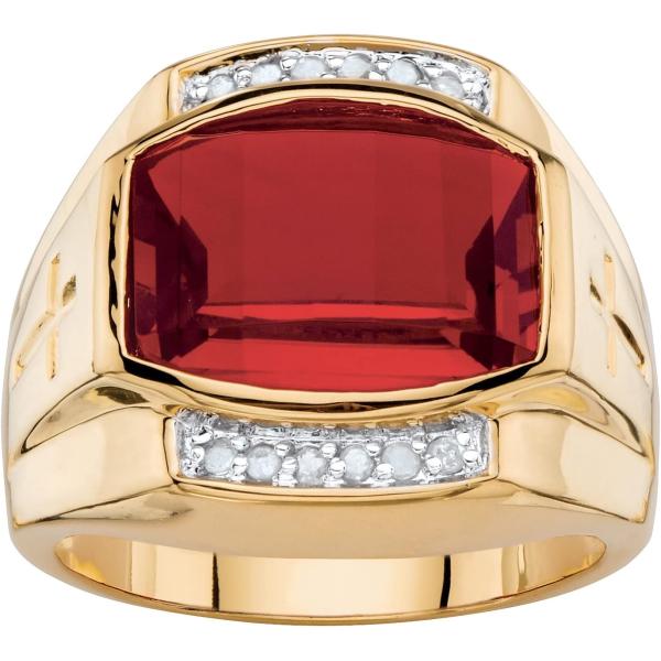 【並行輸入品】Palm Beach Jewelry メンズ 18K イエローゴールドメッキ エメラル...