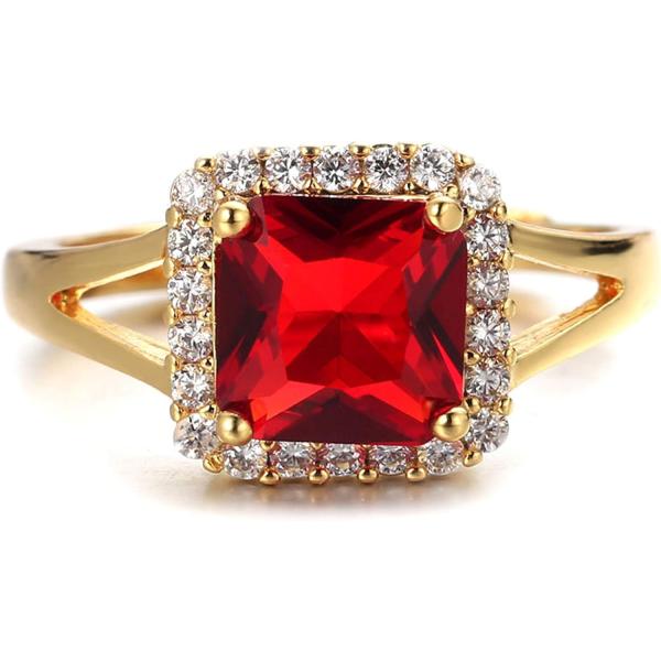 【並行輸入品】Halukakah ゴールドリング メンズ アイスアウト ルビー付き メンズ 18K本...