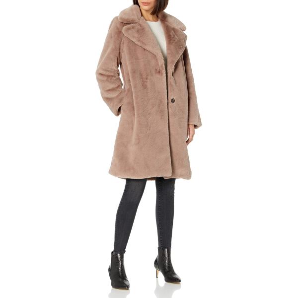 【並行輸入品】The Drop レディース Kiara フェイクファーコート ロング ルーズフィット...