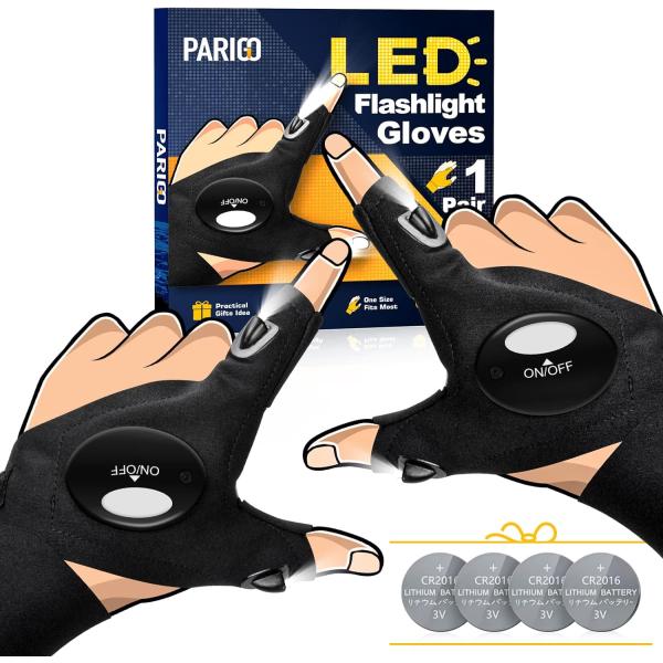PARIGO LED Flashlight Gloves Gifts for Men Women S...