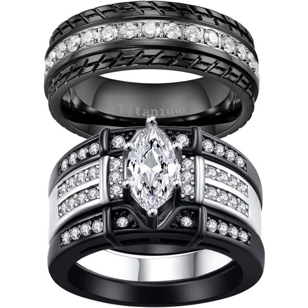 【並行輸入品】ringheart 2 Black Rings His and Hers Ring C...