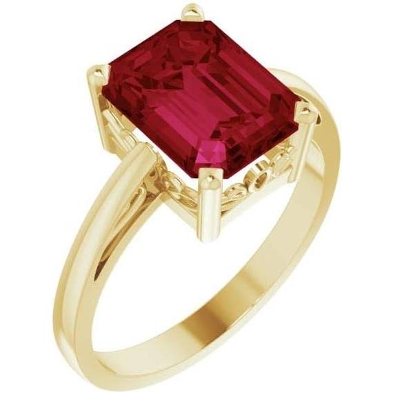 【並行輸入品】Solid 14k Yellow Gold Lab-Created Ruby Scro...