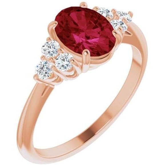 【並行輸入品】Solid 14k Rose Gold Created Ruby and 1/6 Ct...