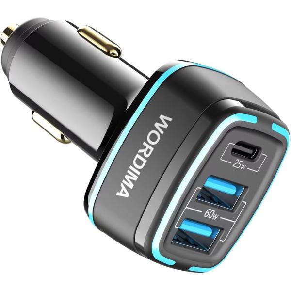 WORDIMA 車用充電器 80W 急速充電 デュアルUSB A USB C 車用充電器 急速充電 ...