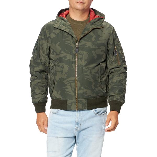 Superdry Mens Ma1 Hooded Bomber Jacket, Relaxed Fi...