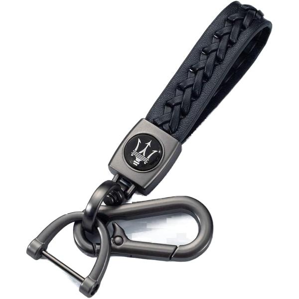 【並行輸入品】ブラックカラー カーロゴ キーチェーン レザー編み込み キーリング カーアクセサリー ...