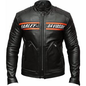 Outfitter Leather Jacket for Men Harley Davidson Black Biker Gen 並行輸入品｜good-face