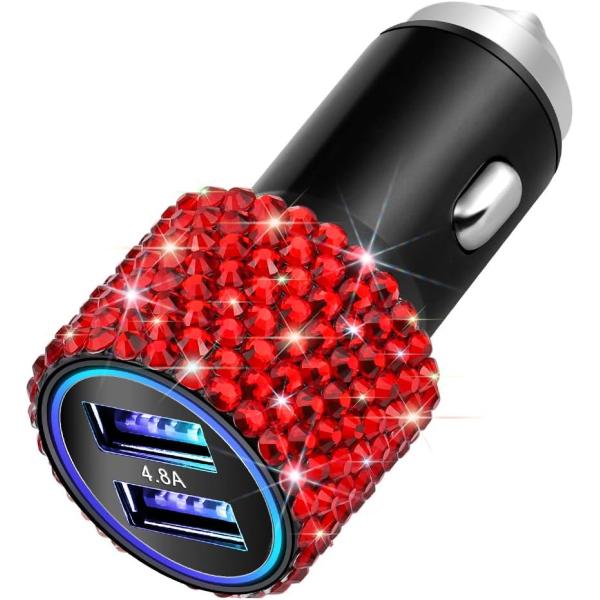 【並行輸入品】OTOSTAR デュアルUSBカーチャージャー 4.8A出力 キラキラクリスタルダイヤ...