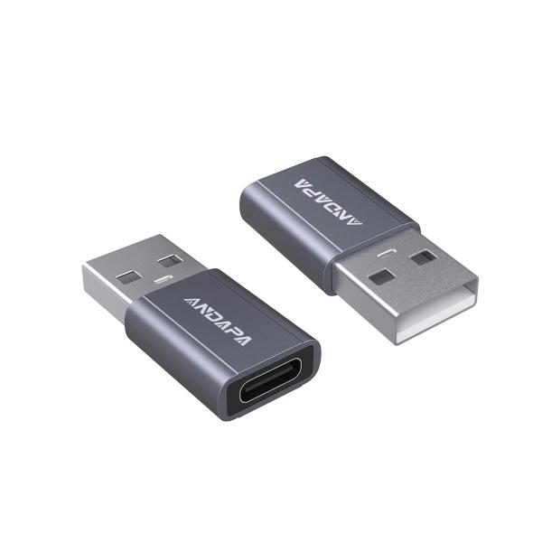 ANDAPA USB C Female to USB Male Adapter(2 Pack), C...