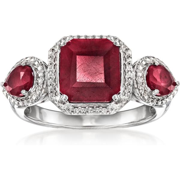 【並行輸入品】[Ross-Simons] レデイーズ 3.40 ct。 T.W.ルビー3-ストーンリ...