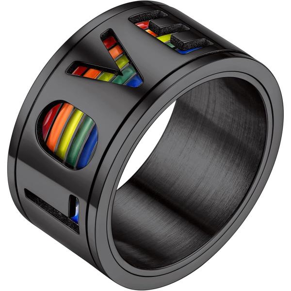 【並行輸入品】ステンレススチール レインボー スピナーリング Love is Love Gay Le...