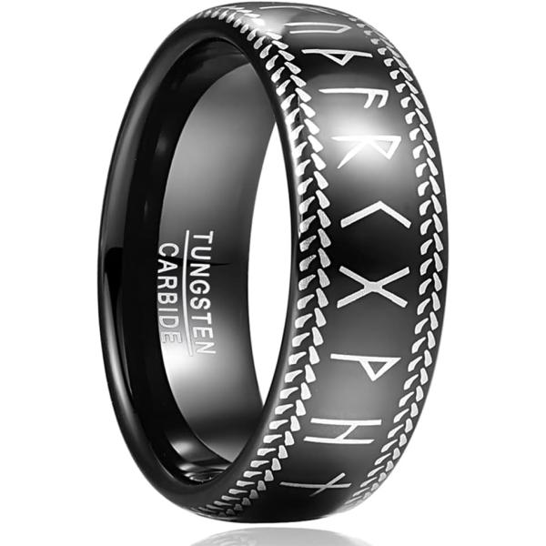 【並行輸入品】Fivavo ブラック メンズ タングステン 結婚指輪 8mm フェニキアンアルファベ...