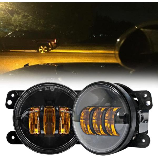 【並行輸入品】4インチ アンバー LED フォグライト 30W 通過ライト フロントバンパー 交換用...