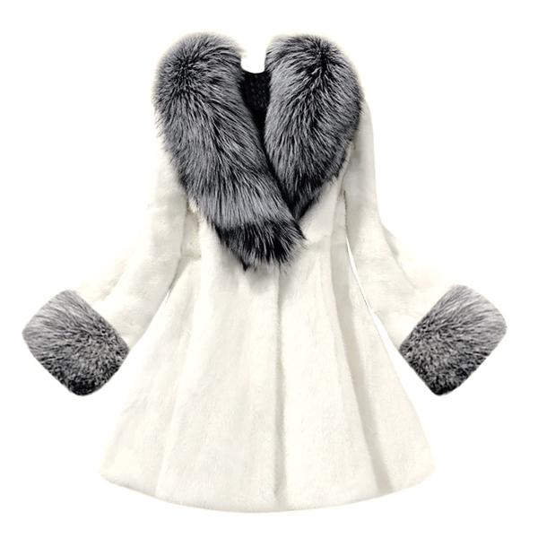SERYU Women Faux Fur Coat Thick Warm Splice Outerw...