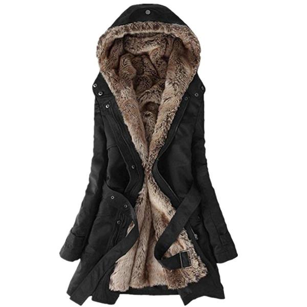 Faux Fur Lined Overcoat for Women Thicken Winter W...