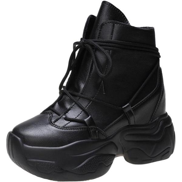 【並行輸入品】YDYCG Woman Platform Leather Sneakers Short...