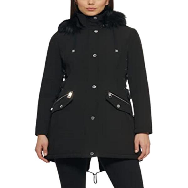 GUESS Women&apos;s Belted Softshell Jacket with Hood, B...