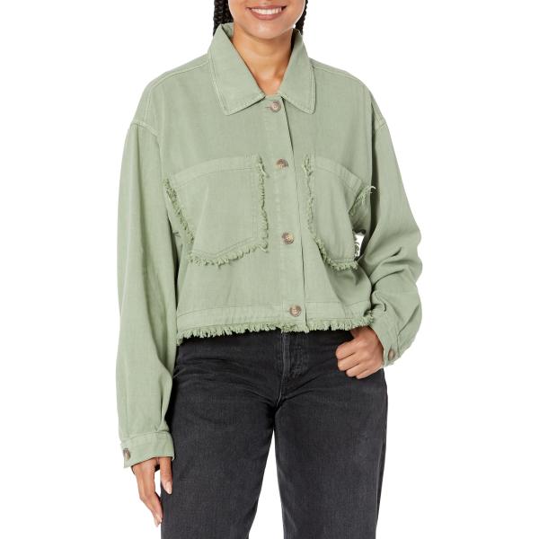 [BLANKNYC] Womens Garment Dye Twill Cropped Jacket...