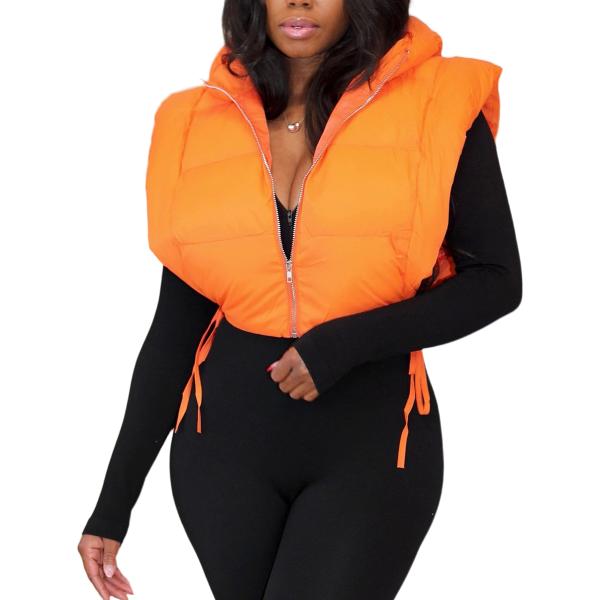 【並行輸入品】UANEO Cropped Puffer Vest Women Hooded Zip ...