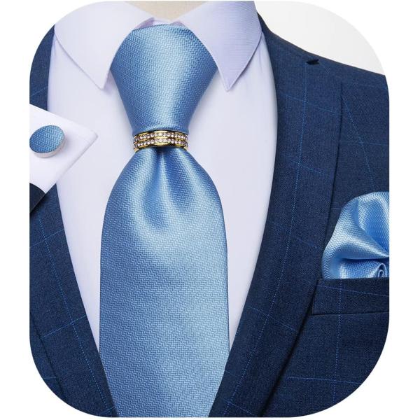 【並行輸入品】DiBanGu メンズ ソリッドカラータイセット シルク織ウェディングネクタイとポケッ...