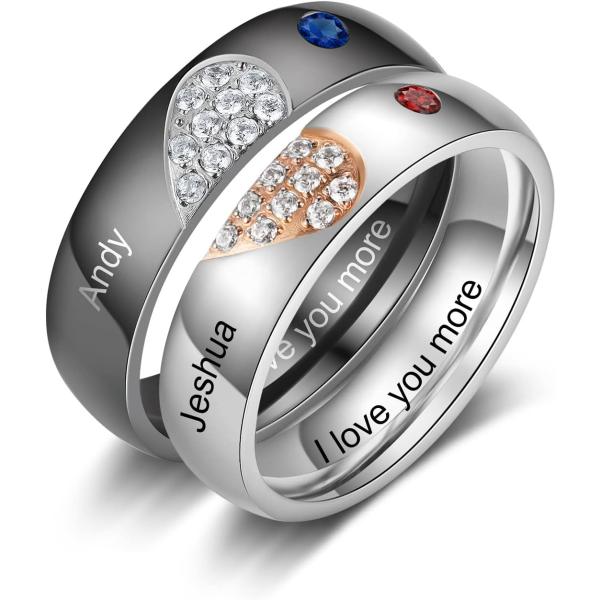 【並行輸入品】Nauchild パーソナライズ マッチングリング カップル用 誕生石と刻印 テキスト...