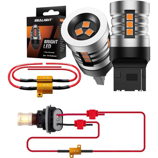 【並行輸入品】SEALIGHT 7440 ウィンカー電球 LED電球 アンバーイエロー 9W 100...