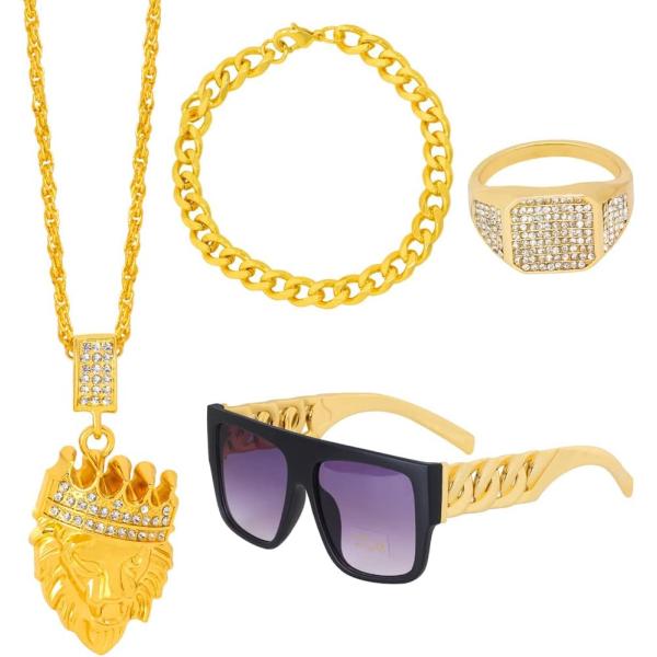 【並行輸入品】Yewong ヒップホップコスチュームキット メタルチェーンネックレス ブレスレット ...