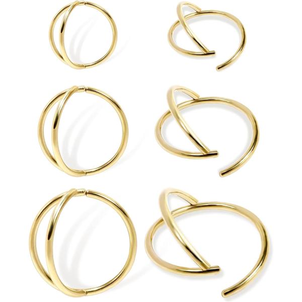 【並行輸入品】DAILI 6PCS Double Hoop Nose Rings for Women...