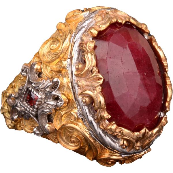 【並行輸入品】本物の天然ルビー宝石リング 16.65カラット 誕生石リング メンズ 本物の宝石リング...