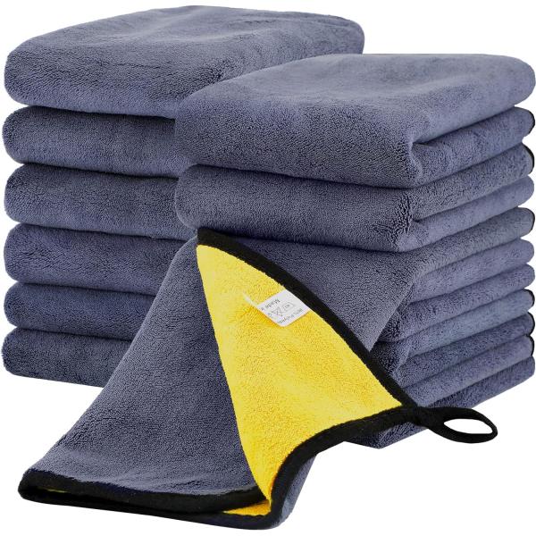 Tallew 12 Pcs Large Thick Microfiber Cleaning Towe...